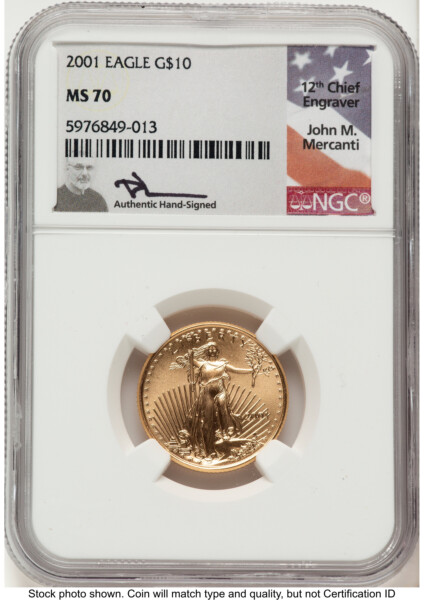 2001 Gold Eagle 1/4 oz John Mercanti 70 NGC