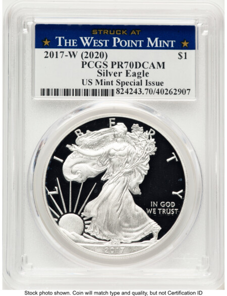 2017-W Proof Silver Eagle 1 oz US Mint Special Issue Struck at West Point 70 PCGS