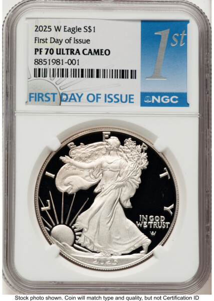 2025-W Proof Silver Eagle 1 oz FDI 1ST 70 NGC