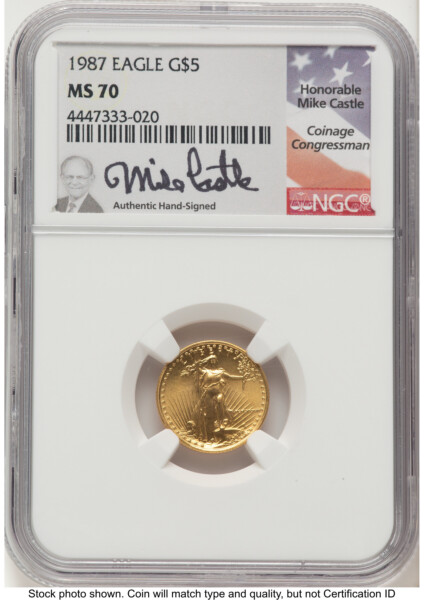 1987 Gold Eagle 1/10 oz Mike Castle 70 NGC