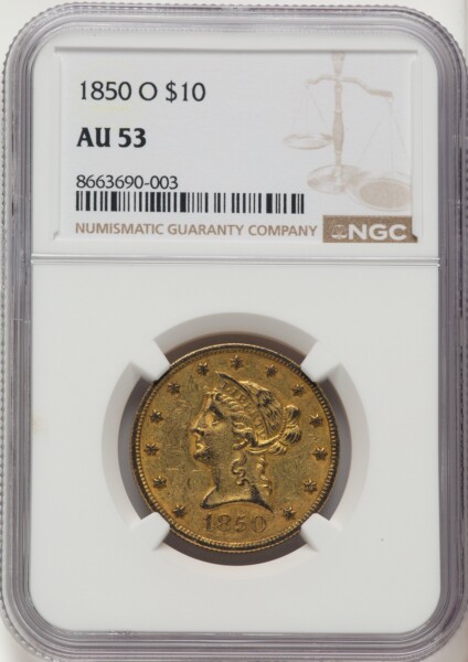 1850-O $10 53 NGC