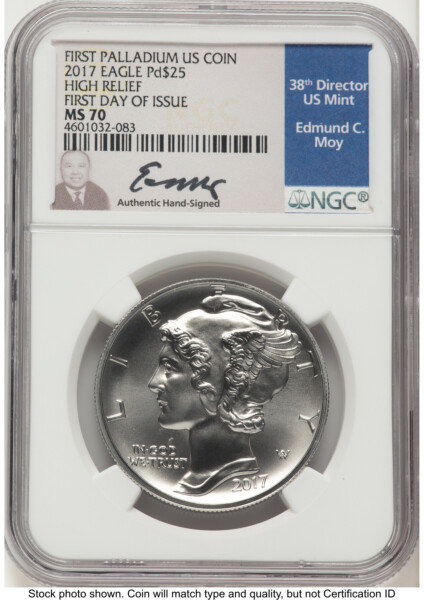 2017 Palladium Eagle 1 oz, MS FDI Ed Moy 70 NGC
