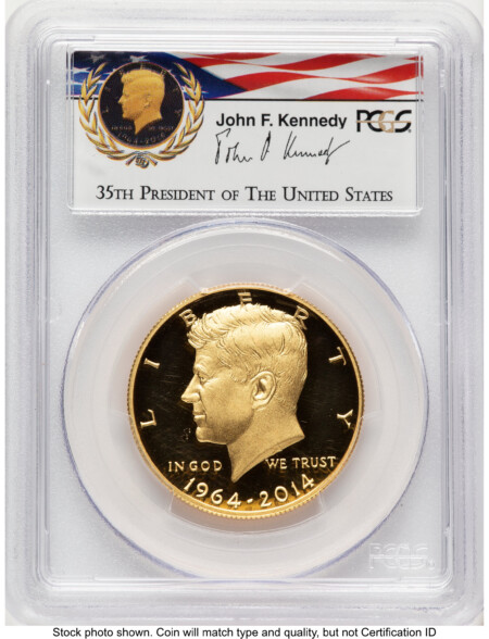 2014-W 50C Gold JFK 50th Anniversary FS JFK Flag 70 PCGS