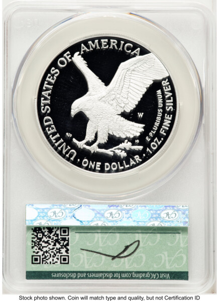 2025-W Proof Silver Eagle Privy U.S. Army 250th Anniversary 1 oz Advanced Delivery Louis Palafoutas 70 CACG