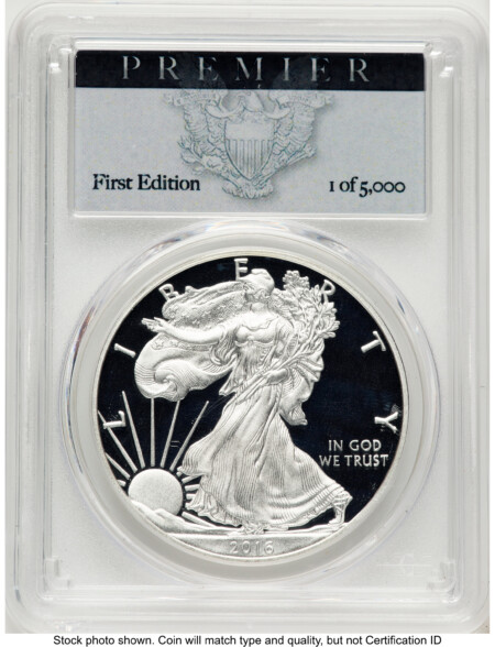 2016-W Proof Silver Eagle 1 oz Premier Label 70 PCGS