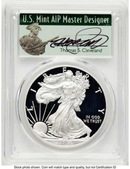2017-W Proof Silver Eagle 1 oz WP Mint Hoard Thomas Cleveland Minuteman 70 PCGS