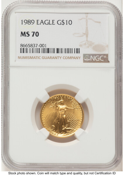 1989 Gold Eagle 1/4 oz Brown Label 70 NGC
