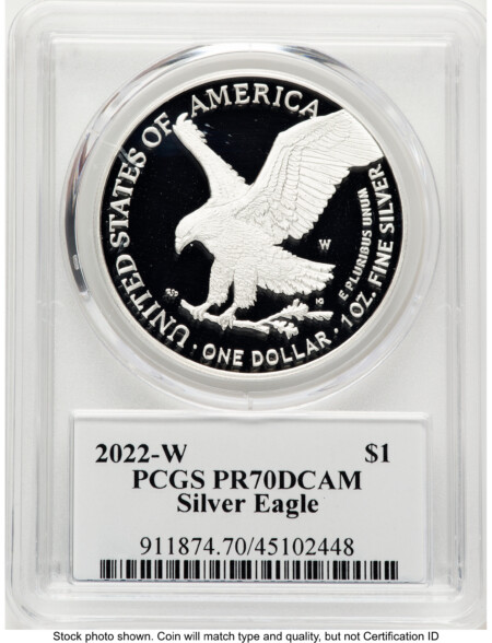 2022-W Proof Silver Eagle 1 oz TD Rogers 70 PCGS