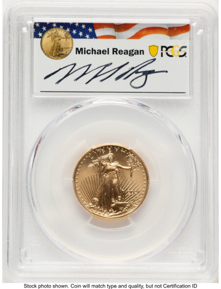 2021-W TY2 Gold Eagle 1/4 oz Unfinished Proof Dies Reagan Legacy Series Michael Reagan 70 PCGS