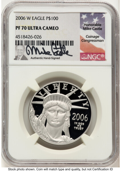 2006-W Proof Platinum Eagle 1 oz Mike Castle 70 NGC