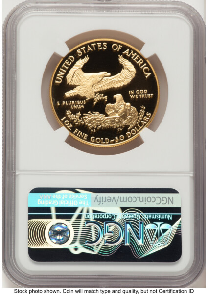 1989-W Proof Gold Eagle 1 oz John Mercanti 70 NGC