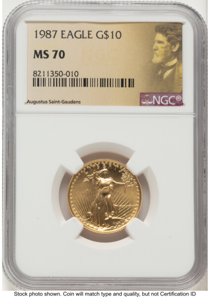 1987 Gold Eagle 1/4 oz Saint Gaudens Label 70 NGC