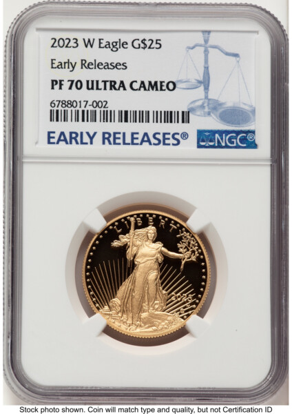 2023-W Proof Gold Eagle 1/2 oz ER Blue 70 NGC
