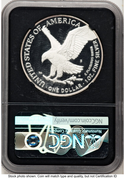 2022-S Proof Silver Eagle 1 oz AR Ed Moy/David J Ryder Mint Director's Series Blk Core 70 NGC