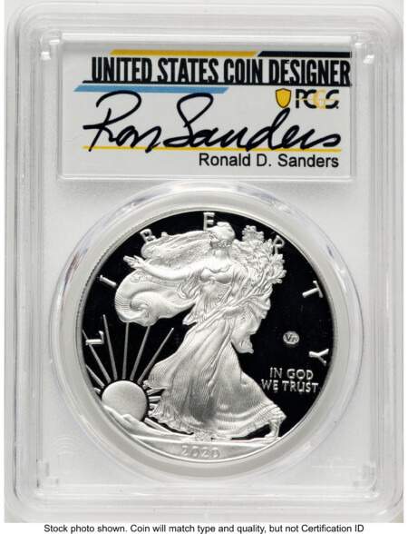 2020-W Proof Silver Eagle V75 Privy 1 oz FDI Ronald Sanders 70 PCGS