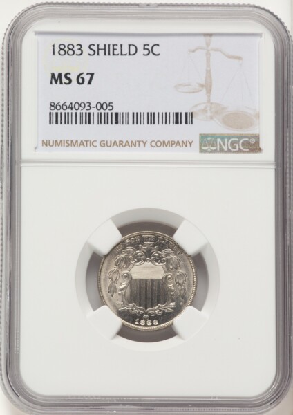 1883 5C Shield, MS 67 NGC