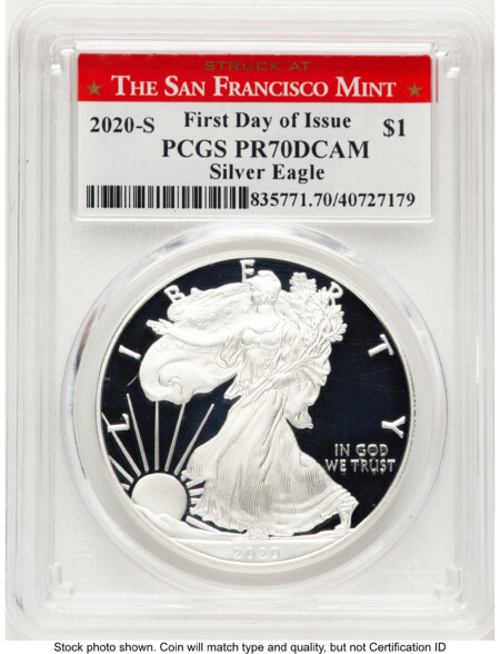 2020-S Proof Silver Eagle 1 oz FDI Struck at San Francisco Mint 70 PCGS