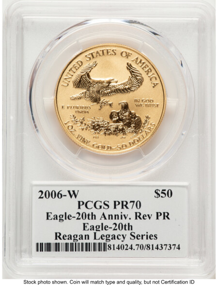 2006-W Reverse Proof Gold Eagle 1 oz Reagan Legacy Series Michael Reagan 70 PCGS