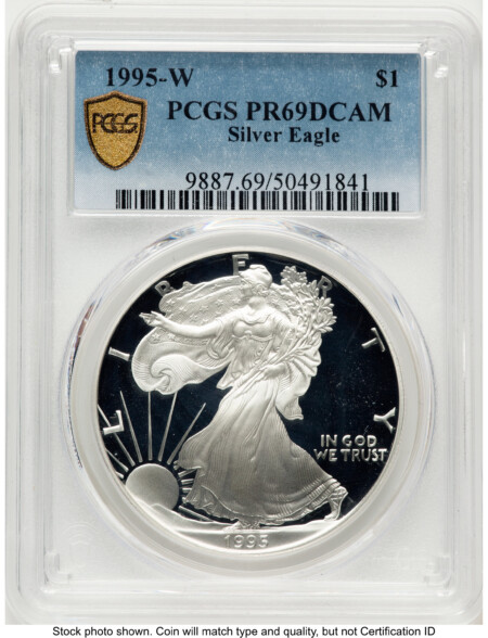 1995-W Proof Silver Eagle 1 oz Blue Gradient 69 PCGS