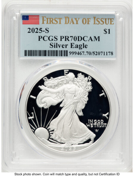 2025-S Proof Silver Eagle 1 oz FDI Flag 70 PCGS