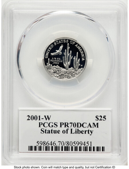 2001-W Proof Platinum Eagle 1/4 oz Ed Moy 70 PCGS