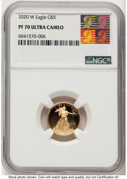 2020-W Proof Gold Eagle 1/10 oz Reagan Bust Art 70 NGC