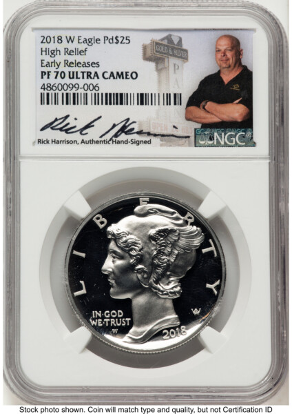 2018-W Palladium Eagle 1 oz, PR 1.00 oz ER Rick Harrison 70 NGC