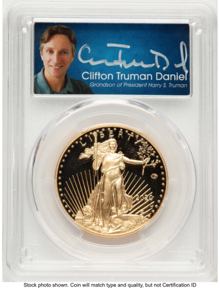2020-W Proof Gold Eagle V75 Privy One of 1945 Struck 1 oz FDI Clifton Truman Daniel 69 PCGS