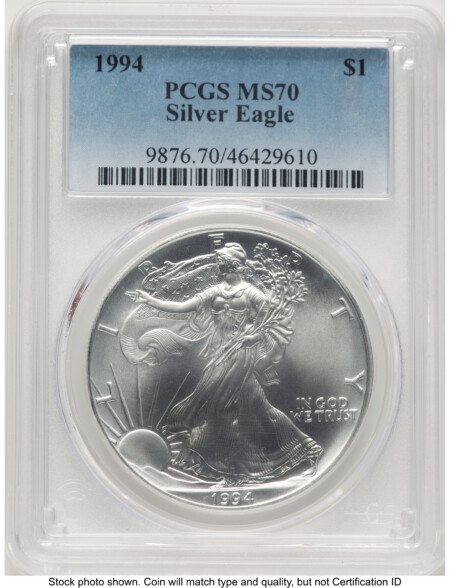 1994 Silver Eagle Blue Gradient 70 PCGS
