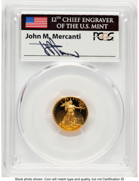 2015-W Proof Gold Eagle 1/10 oz FDI John Mercanti Washington DC 70 PCGS