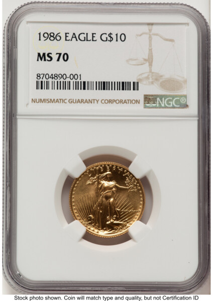 1986 Gold Eagle 1/4 oz Brown Label 70 NGC