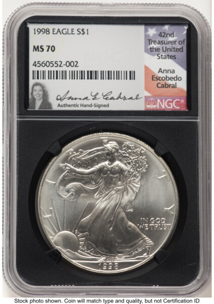 1998 Silver Eagle Anna Cabral Blk Core 70 NGC