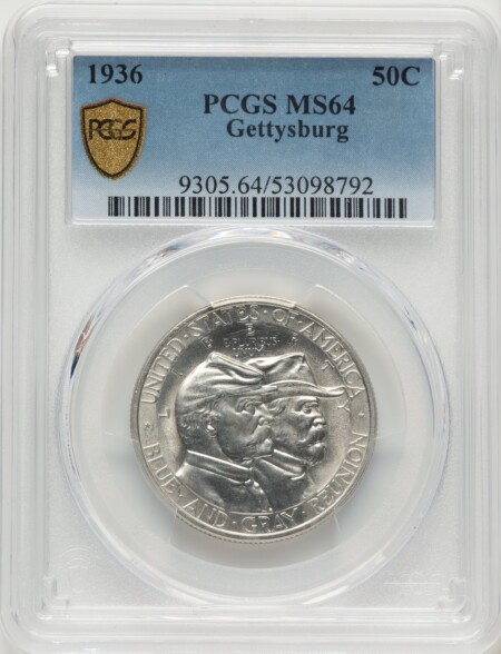 1936 50C Gettysburg, MS PCGS Secure 64 PCGS