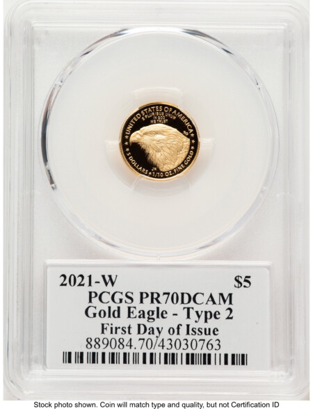2021-W Type 2 Proof Gold Eagle 1/10 oz FDI Thomas Cleveland Americana 70 PCGS