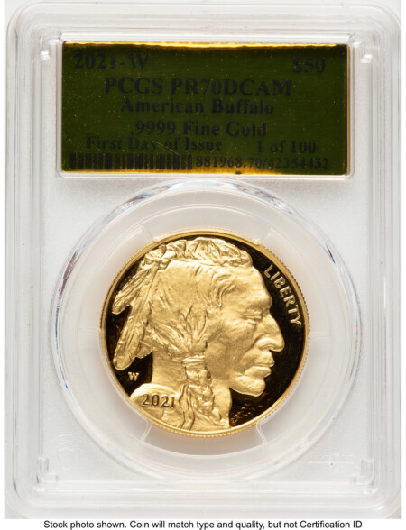 2021-W Proof Gold Buffalo 1 oz FDI Gold Foil 70 PCGS