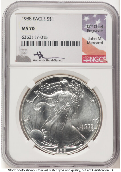 1988 Silver Eagle John Mercanti 70 NGC