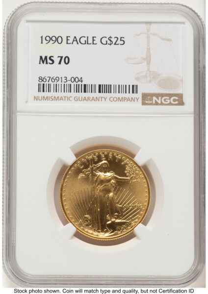 1990 Gold Eagle 1/2 oz Brown Label 70 NGC