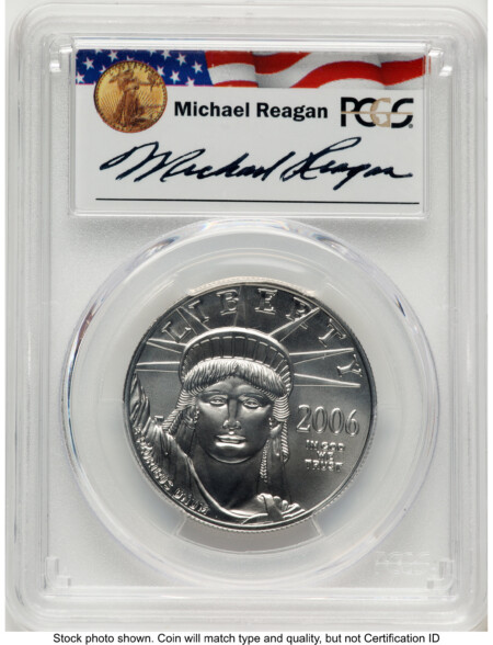 2006-W Burnished Platinum Eagle 1 oz Reagan Legacy Series Michael Reagan 70 PCGS