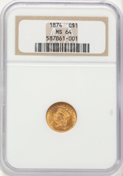 1874 G$1 64 NGC