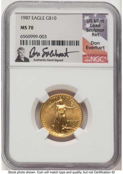 1987 Gold Eagle 1/4 oz Don Everhart 70 NGC
