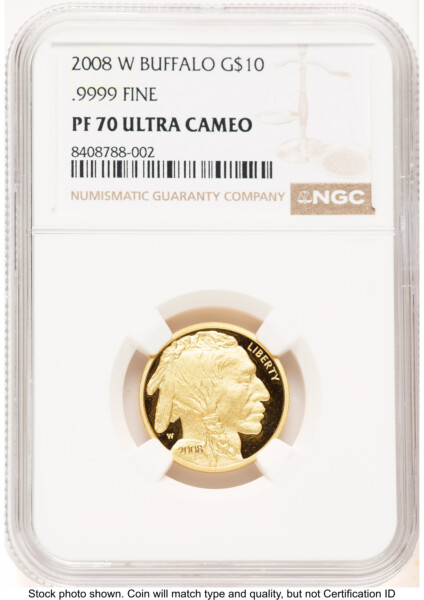2008-W Proof Gold Buffalo 1/4 oz Brown Label 70 NGC
