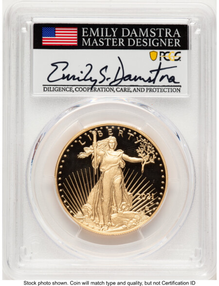 2021-W Type 2 Proof Gold Eagle 1 oz AR Emily Damstra 70 PCGS