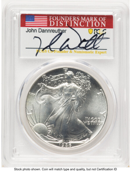 1986 Silver Eagle John Dannreuther 70 PCGS