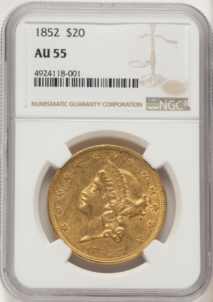 1852 $20 Brown Label 55 NGC