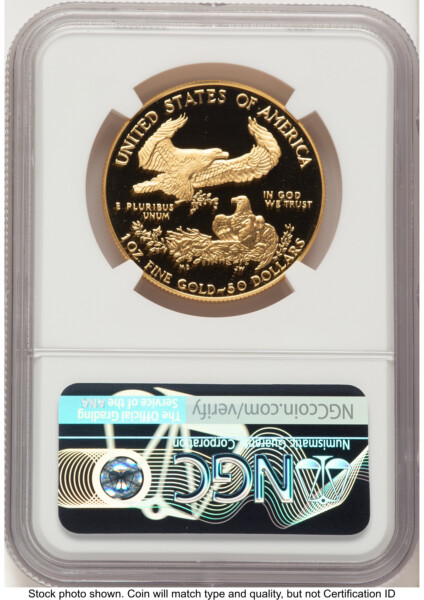 1990-W Proof Gold Eagle 1 oz John Mercanti 70 NGC