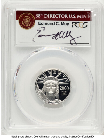 2000-W Proof Platinum Eagle 1/4 oz Ed Moy 70 PCGS
