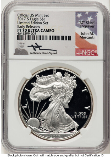 2017-S Proof Silver Eagle Limited Edition Proof Set 1 oz ER John Mercanti 70 NGC