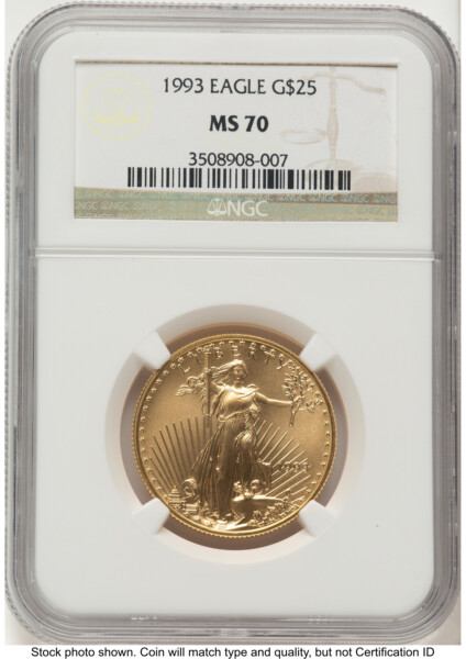 1993 Gold Eagle 1/2 oz Brown Label 70 NGC