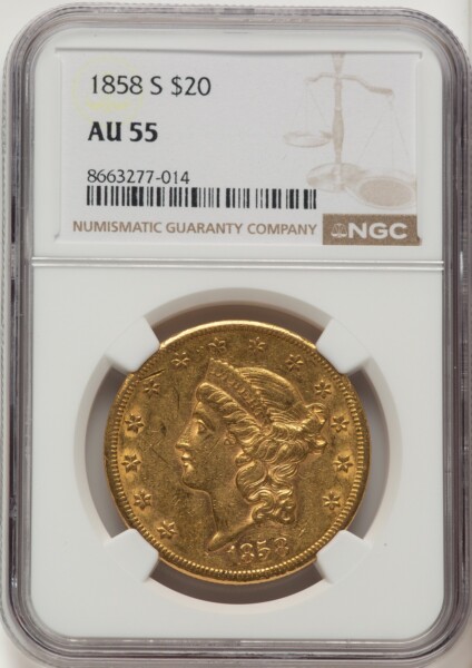 1858-S $20 55 NGC