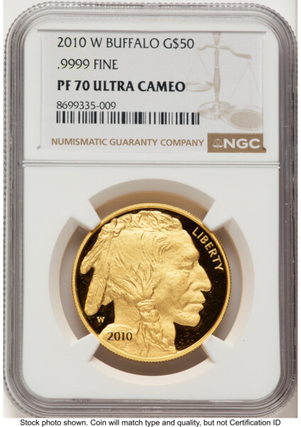 2010-W Proof Gold Buffalo 1 oz Brown Label 70 NGC